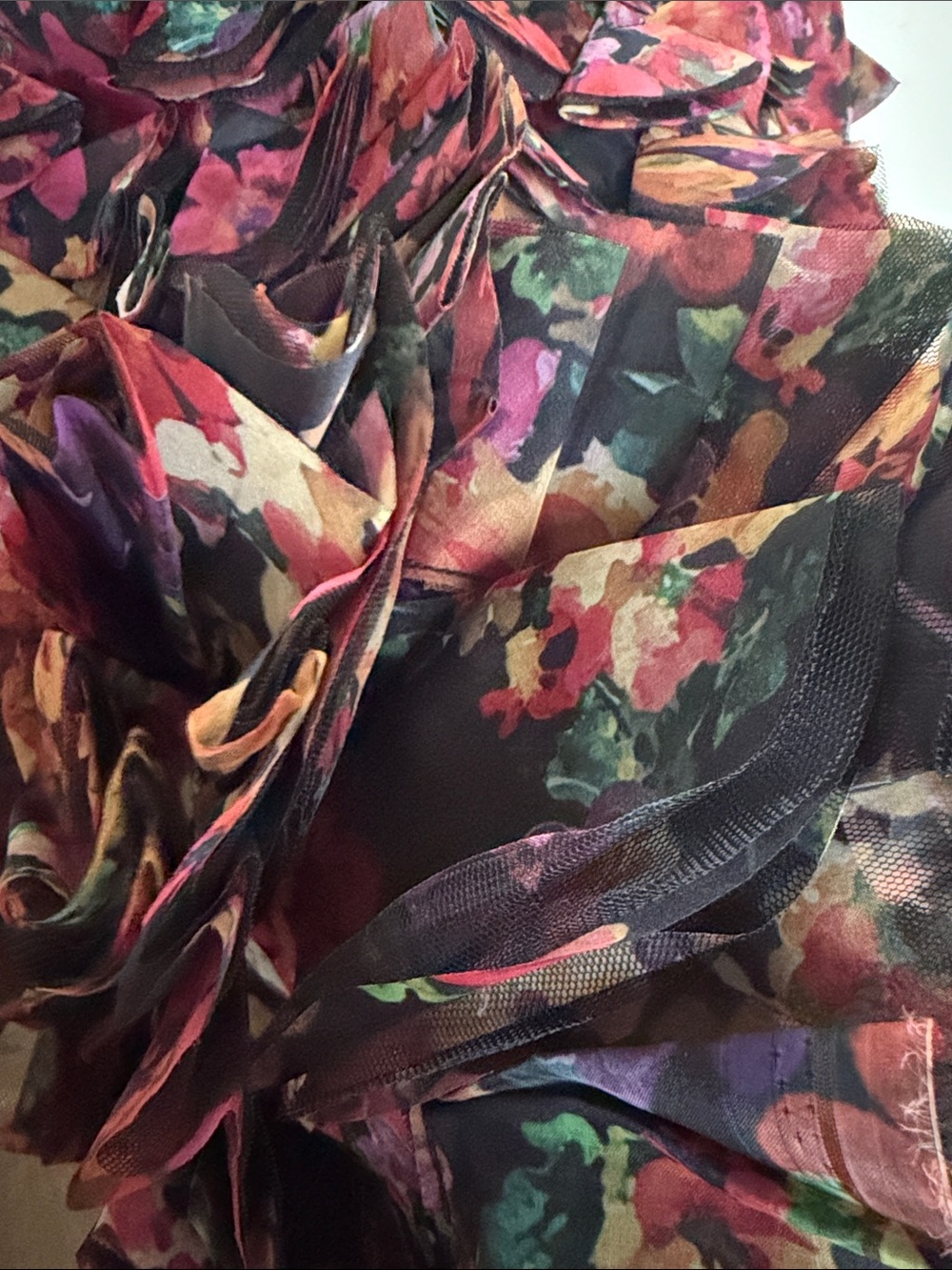 Floral Layered Ruffle Mini Skirt - Multicolor - Picture 2 of 4
